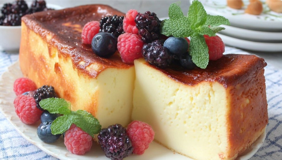 Шматок сирної запіканки з ніжною сирною структурою