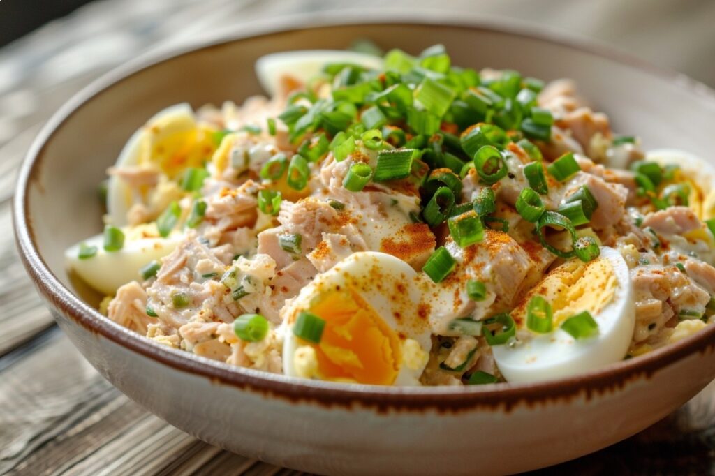 Швидкий салат з тунцем і зеленою цибулею