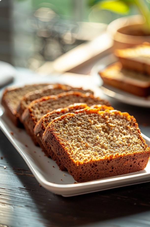 Kromki chlebka bananowego do podania do herbaty albo kawy