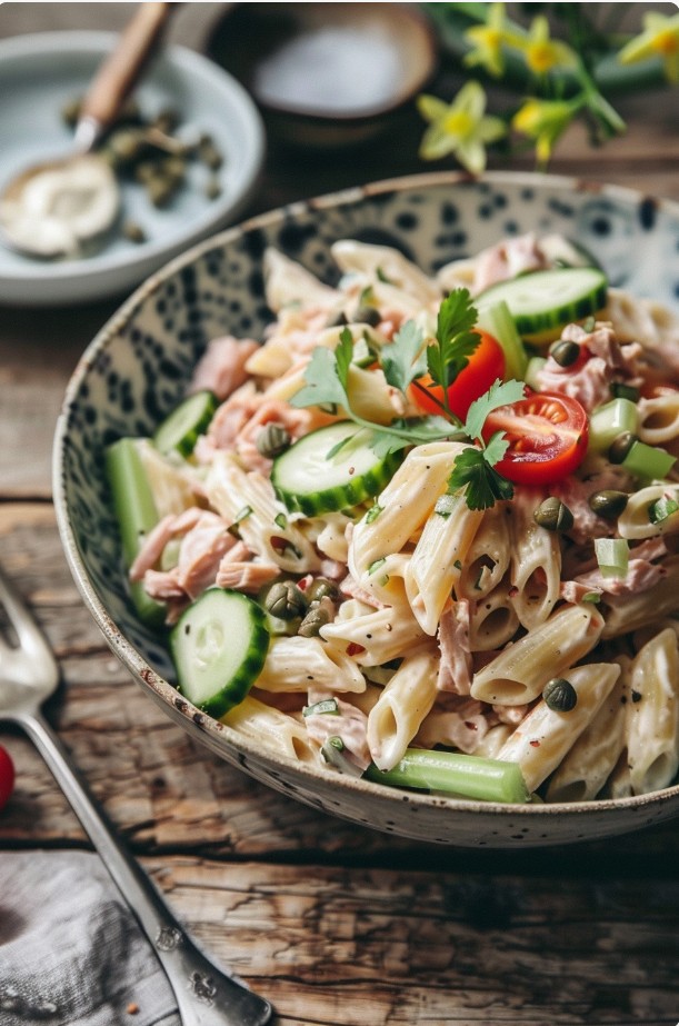 Смачний макаронний салат з тунцем для барбекю