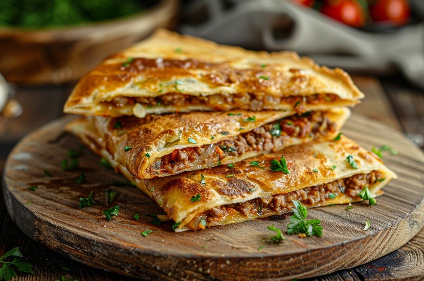 Соковиті чебуреки з тортильї з рум’яними краями