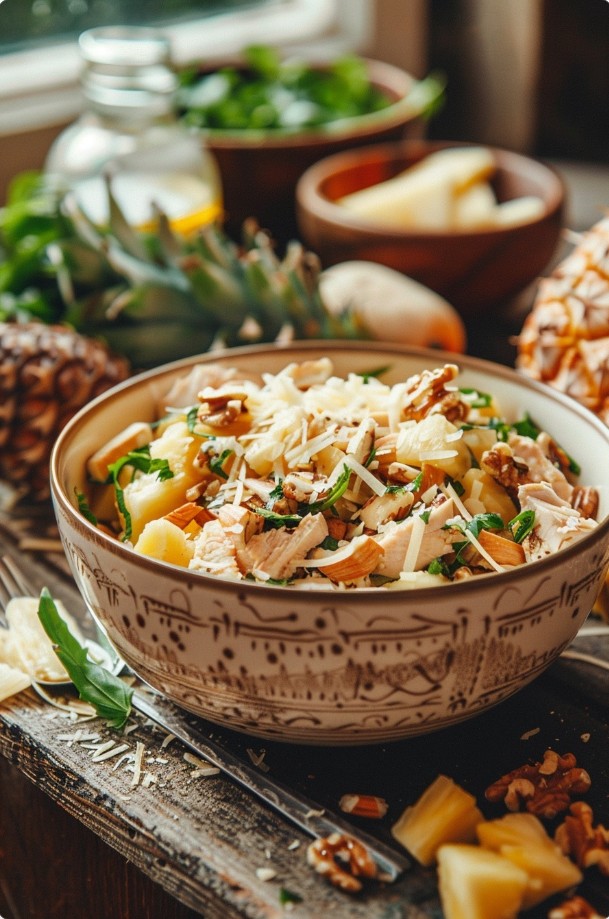 Soczysta sałatka z kurczakiem i ananasem