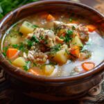 Buckwheat Soup with Chicken Thighs (Clear Broth, Veg & Dill)