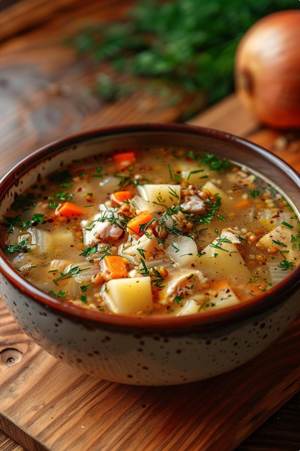 Суп з гречкою і курячими стегнами