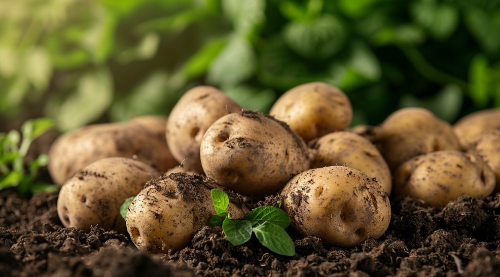 Свіжа картопля з землею після збору
