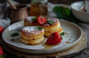 Сирники з рекотою і полуницею