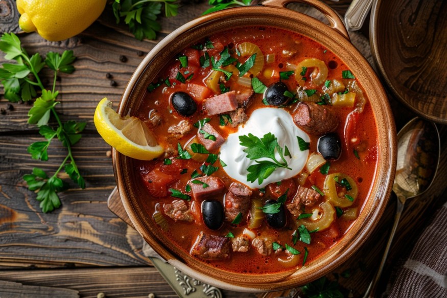 Ситна солянка з різними видами м’яса