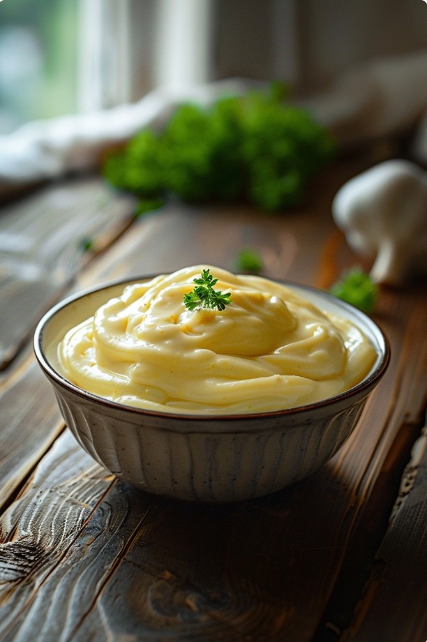 Tekstura kremowego sosu do sałatki makaronowej