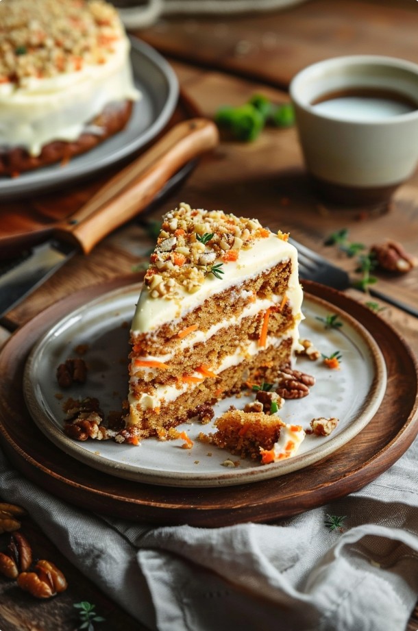 Textur von Möhrenkuchen mit Nüssen