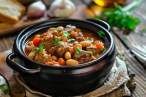 Тушкована свинина з квасолею