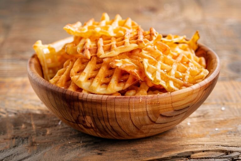 Deep-Fried Waffle-Cut Potatoes with Golden Crispy Edges — Appetizers
