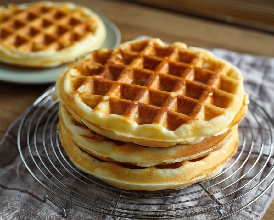 Вафля на решітці після випікання, щоб зберегти хрумкий край