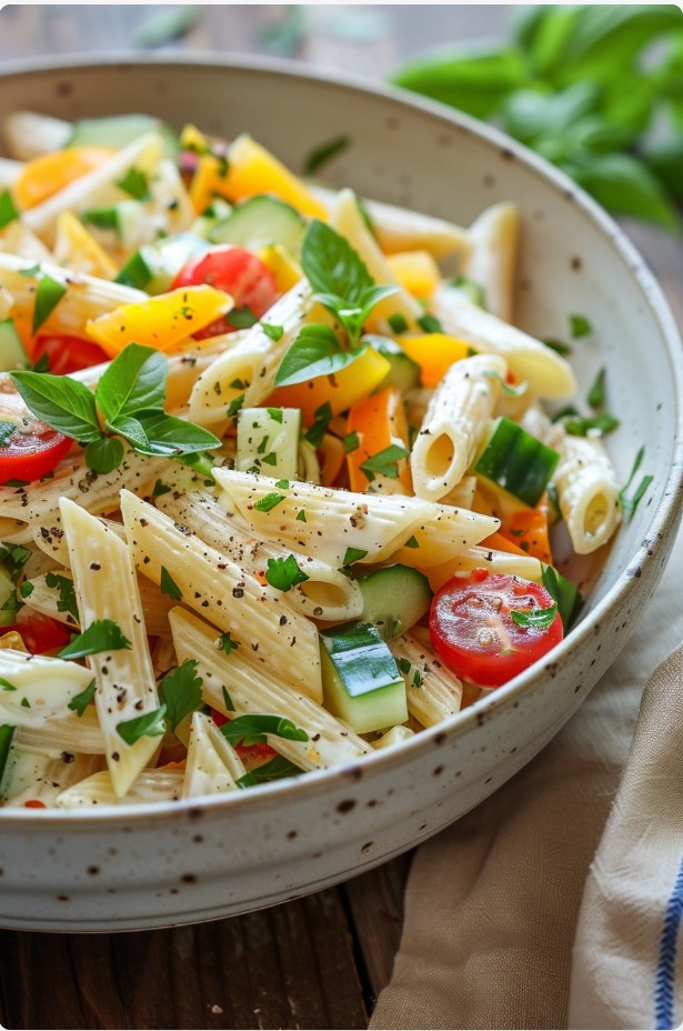 Велика миска макаронного салату для гостей