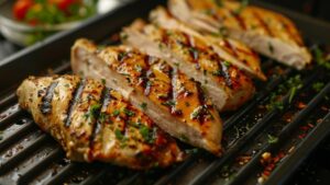 Викладайте курку на гриль і готуйте по 5-7 хвилин