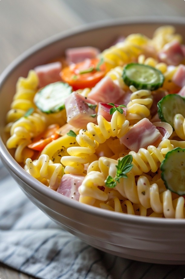 Jak prawidłowo dodać szynkę do sałatki makaronowej