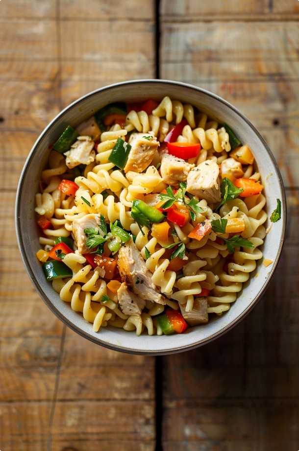 Hähnchen schneiden für Nudelsalat