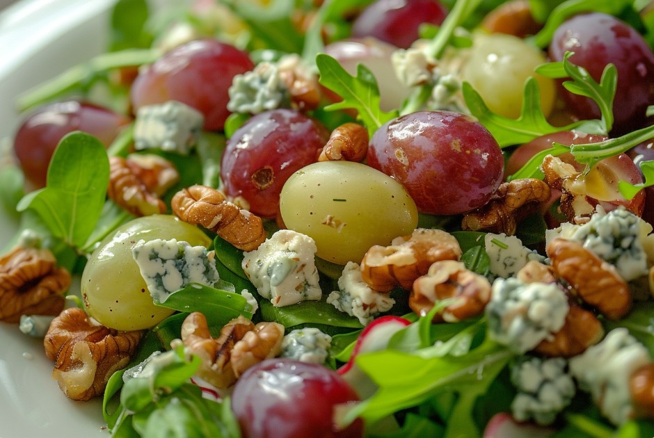 Європейський салат з сиром дорблю і виноградом