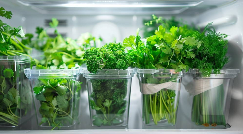 Зелень у контейнері для зберігання